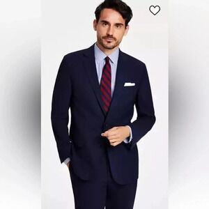 Brooks Brothers 346 Stretch Wool Blend Mens Size 45L Navy Blue Blazer Sport Coat